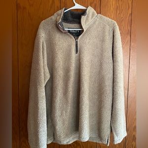 Trinity men’s tan Sherpa pullover. Quarter zip. Size medium